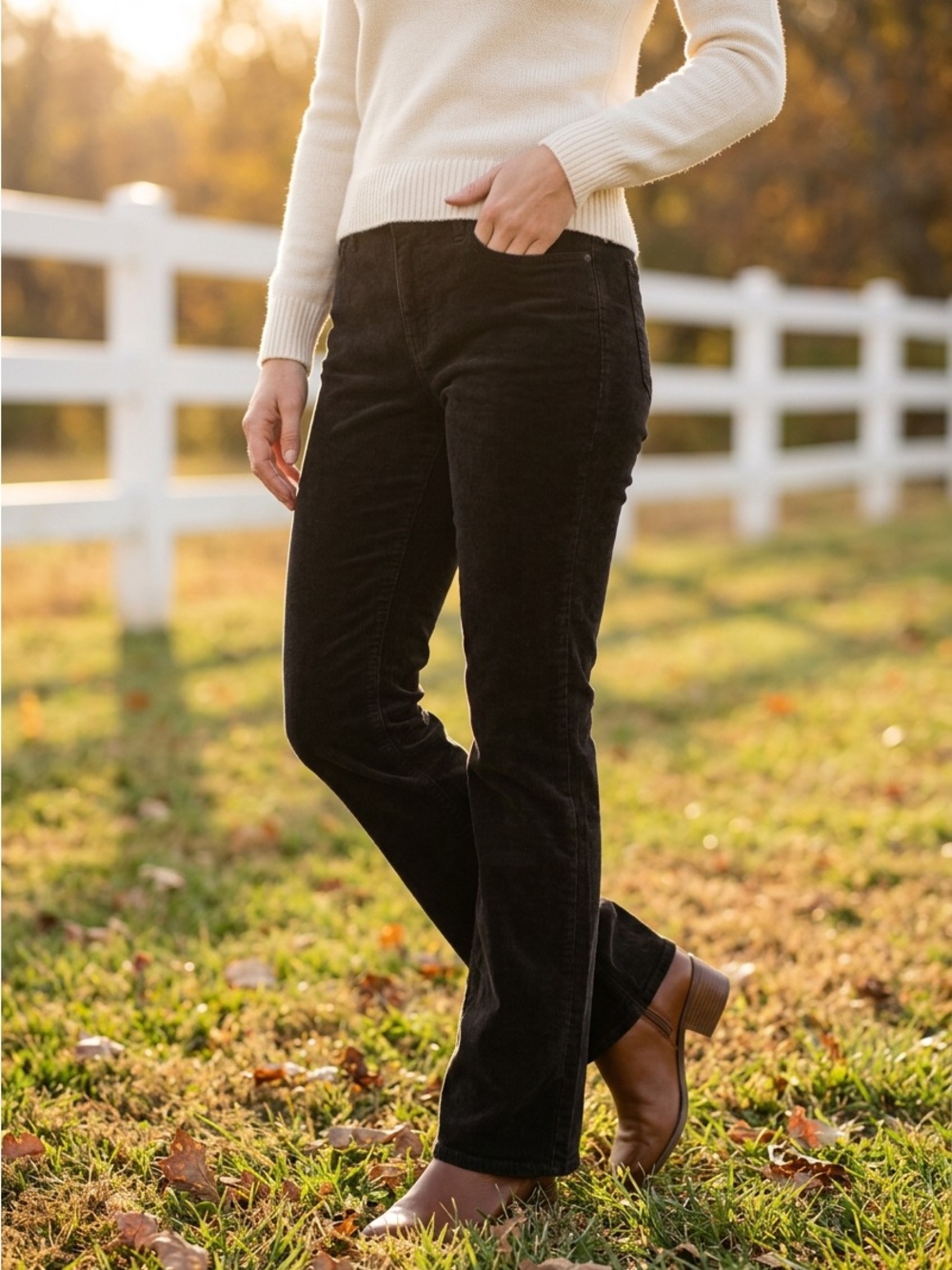 J Brand Selena Bootcut Corduroy Pants Womens 30 Black Skinny Crop $198